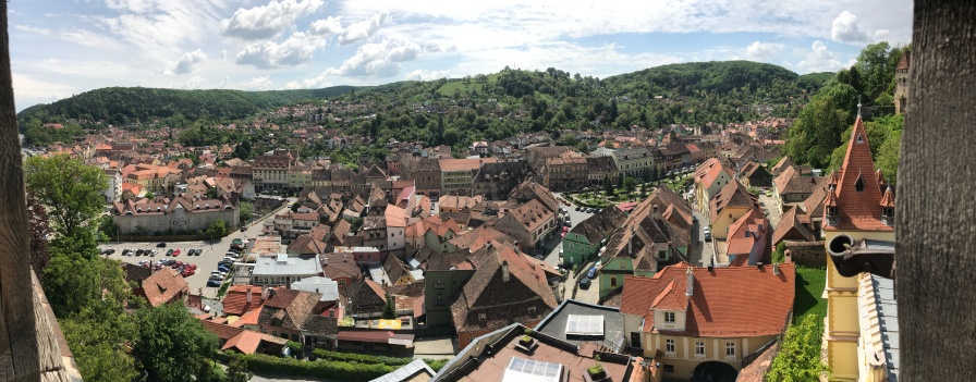 Panorama of the view from the clock face.